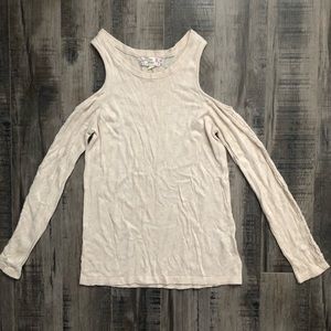 PINK REPUBLIC Cold Shoulder Sweater Long Sleeve Braid accents